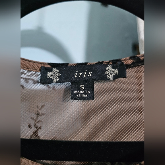 IRIS | Cocoa/Brown Sheer Floral Velvet Burnout Long Sleeve Dress - Picture 8 of 11